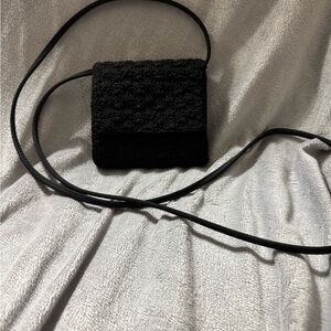 Vintage Express Black Crochet Crossbody Bag